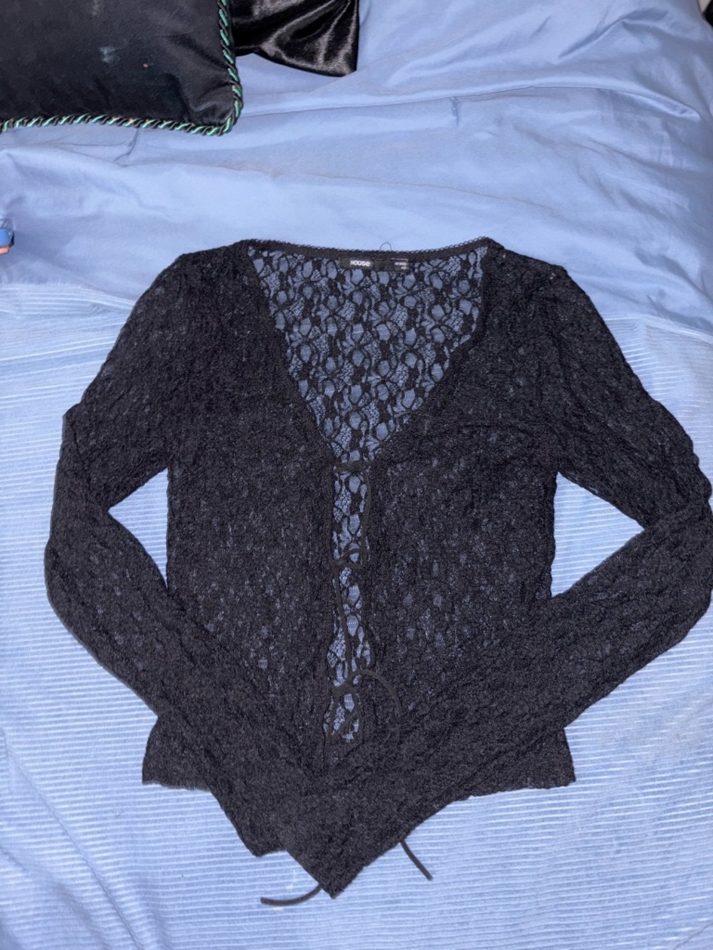 House of CB Black Lace Knit Cardigan